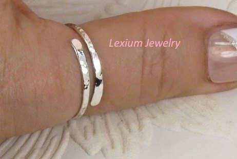 Thumb Ring, Bypass ring, Sterling Silver ring,  Adjustable  Ring, Midi ring