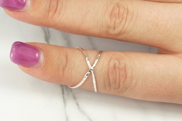 Midi Ring, X  Ring,Criss Cross,  Sterling Silver Ring, Index Finger Ring