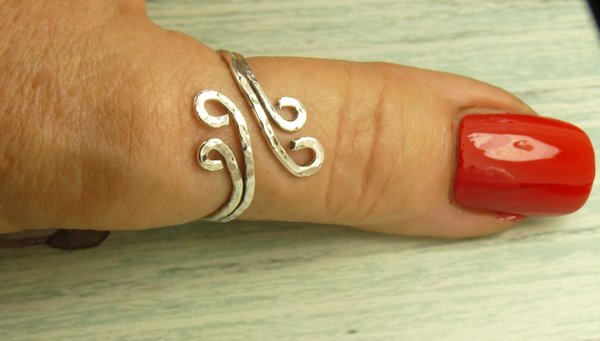 Thumb Ring, Bypass ring, Wind Symbol Ring, Boho Ring, 16 gauge Double wire