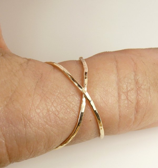 Criss Cross ring, Midi Ring, Gold Ring, X ring