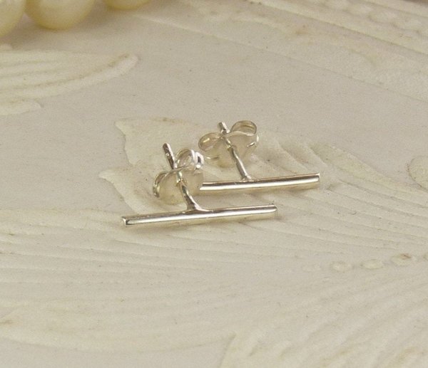 Bar Stud Earrings,  Sterling Silver Line Earrings,  Boho Earrings-20 gauge wire