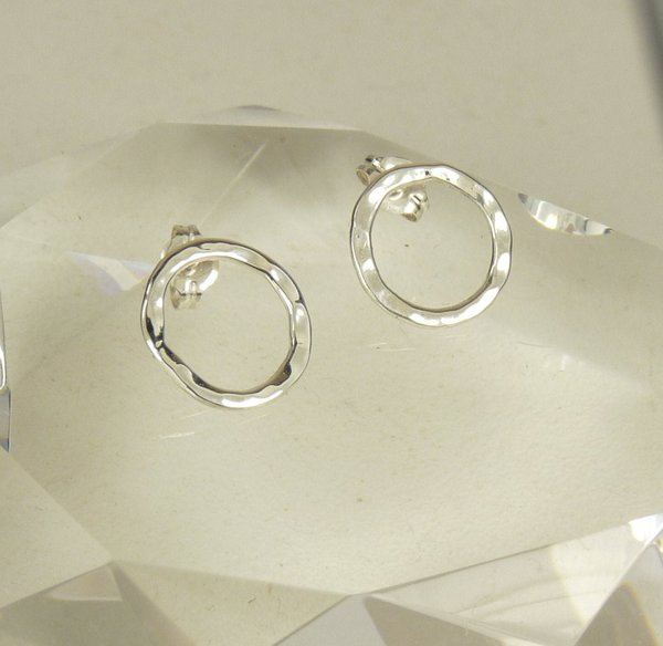 Circle Stud Earrings,Sterling Silver Studs, Small Earrings,  Boho Earrings