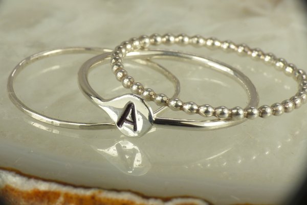 Initial Ring,Stacking Rings, 3 Rings, Personalized letter stacks,  Alphabet ring