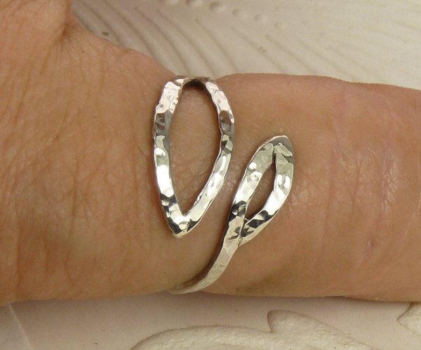 Thumb Ring,Bypass ring, Adjustable Leaf Ring, Sterling Silver Ring