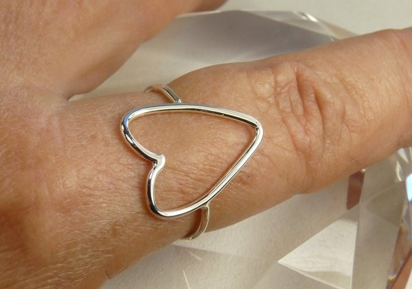 Sterling Silver Ring,Heart ring, Oval Ring, Smooth, Boho ring
