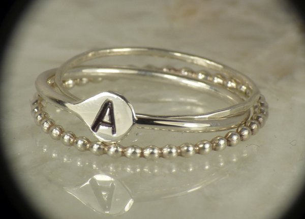 Initial Ring,Stacking Rings, 3 Rings, Personalized letter stacks,  Alphabet ring
