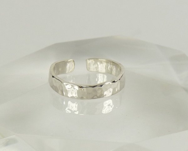 Thumb Ring, Sterling Silver Adjustable ring, 3 mm x 1 mm Hammered band
