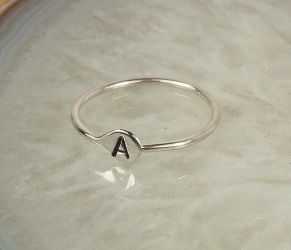 Initial ring,Letter ring, Stack Ring, Sterling Silver personalized ring