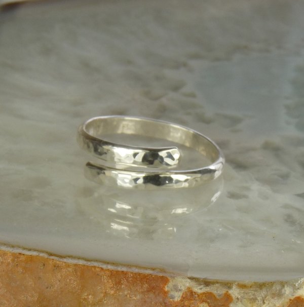 Adjustable Thumb  Ring, Sterling Silver, 9 Gauge Half Round Wire,  Bypass  Ring, Boho