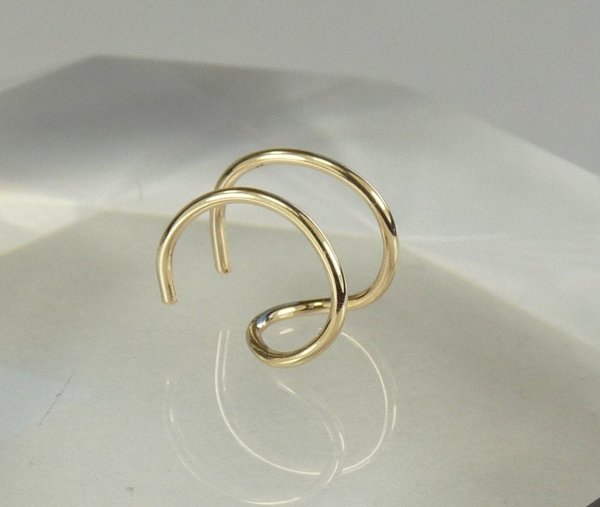 Double Wire  Ear Cuff, 20 Gauge, Gold Filled or sterling silver Earring,  Boho earring, double cuff earring,