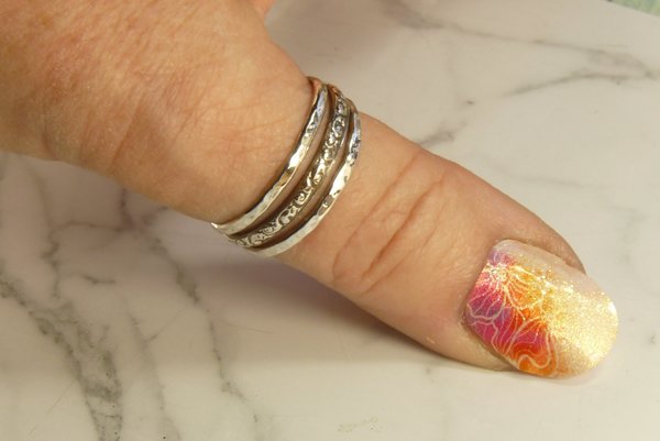 Chunky Silver, Adjustable Thumb  Ring, Sterling Silver, Round and Pattern Wire Ring,  Boho
