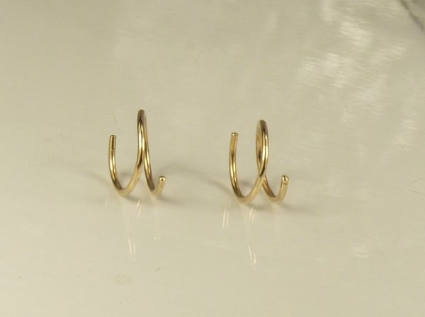 Twist Earrings,Huggies,Spirals,  Conch Piercing, Double Hoops, 20 gauge wire, Gold  or Sterling silver earrings