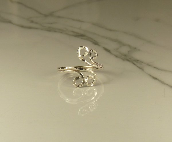 Toe Ring, Sterling Silver,Adjustable, Hammered Ring