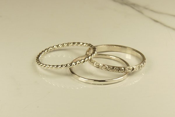 Thumb Rings,Stacking Rings, Sterling silver,  3  Bands