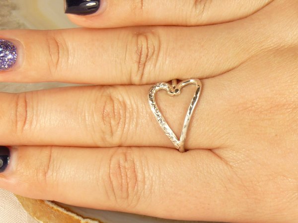 Heart ring, Thumb Ring, Sterling Silver Ring, Boho Style