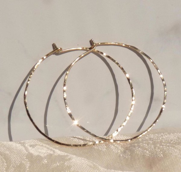Gold Hoop Earrings, Hammered hoops,  14kt goldfilled earrings