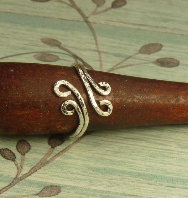 Thumb Ring, Bypass ring, Wind Symbol Ring, Boho Ring, Adjustable, 16 gauge Double wire